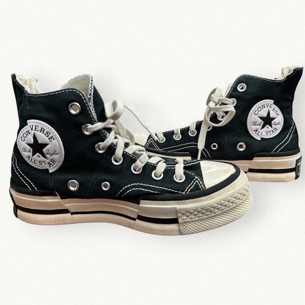 Converse Chuck 70 Plus High Top Sneakers Black White A00916C Womens 7 Mens 5